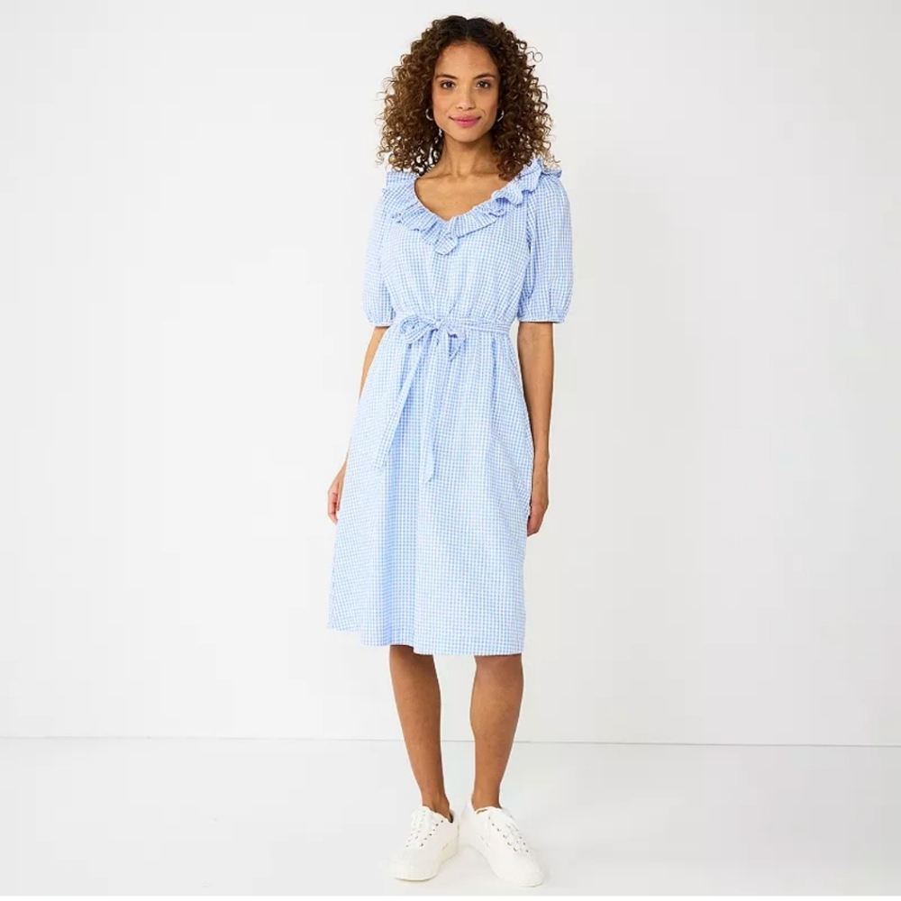 Draper James RSVP Short Sleeve V Neck Midi Dress XS